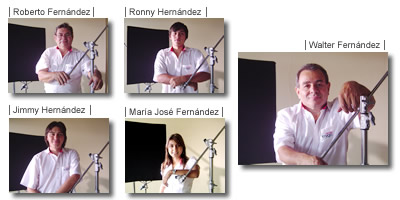 personal de Imagen produccciones, Walter Fernández, Ronny Hernández, Roberto Fernández, Jimmy Hernández y María José Fernández